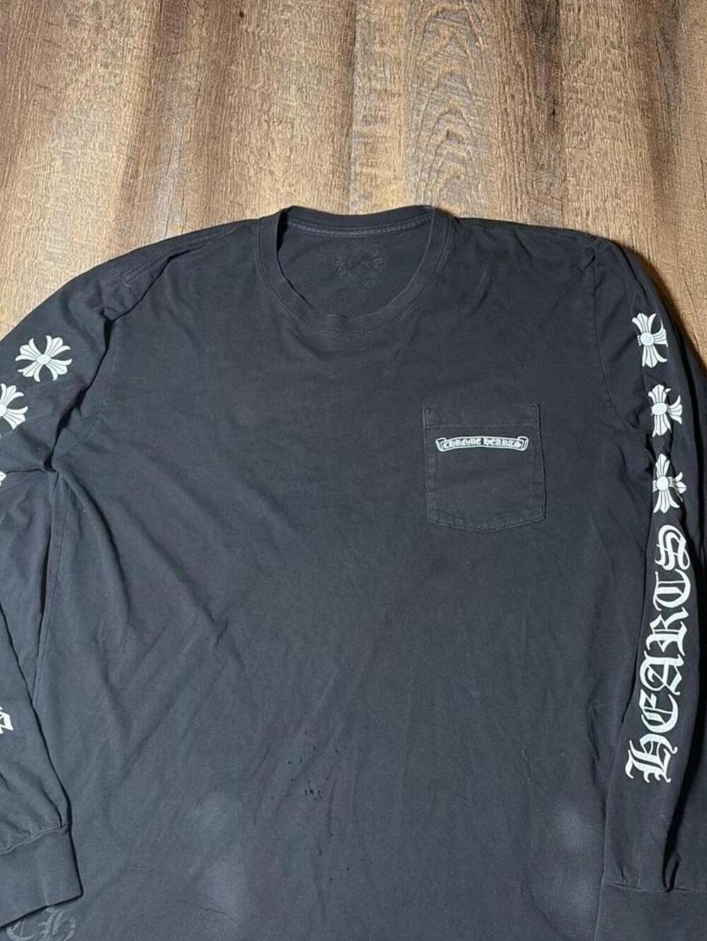Chrome Hearts Men's Black and Grey Tshirt